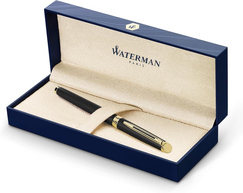 Waterman قلم رولر بالأسود من ووترمان هيميسفير مع تفاصيل ذهبية - Image 1